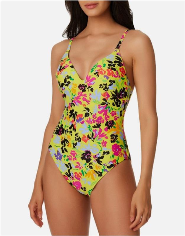 NWOT Bar III L Yellow Floral Chic 1Pc Swimsuit 125770