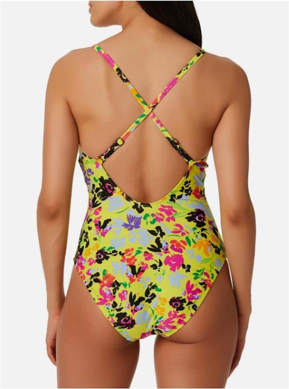 NWOT Bar III L Yellow Floral Chic 1Pc Swimsuit 125770