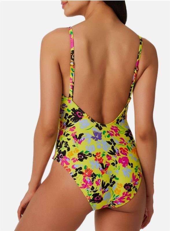 NWOT Bar III L Yellow Floral Chic 1Pc Swimsuit 125770