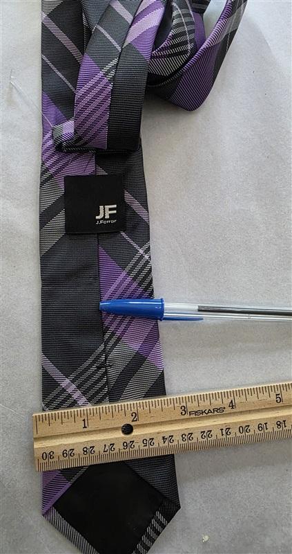 NWOT JF J.Ferrar Purple Gray Silver Plaid Men's Classic Formal Neck Tie 125797