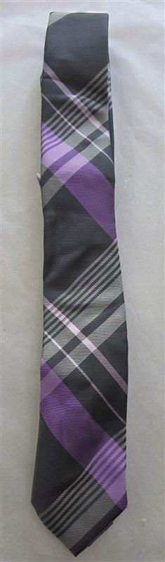 NWOT JF J.Ferrar Purple Gray Silver Plaid Men's Classic Formal Neck Tie 125797