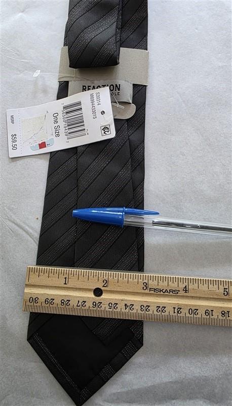 NWT Kenneth Cole Black Charcoal Gold Stripe Silk Classic Formal Neck Tie 125798