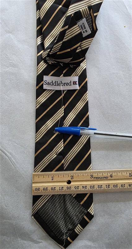 NWOT Saddlebred Black Gold Stripe Men's Neck Tie 125802