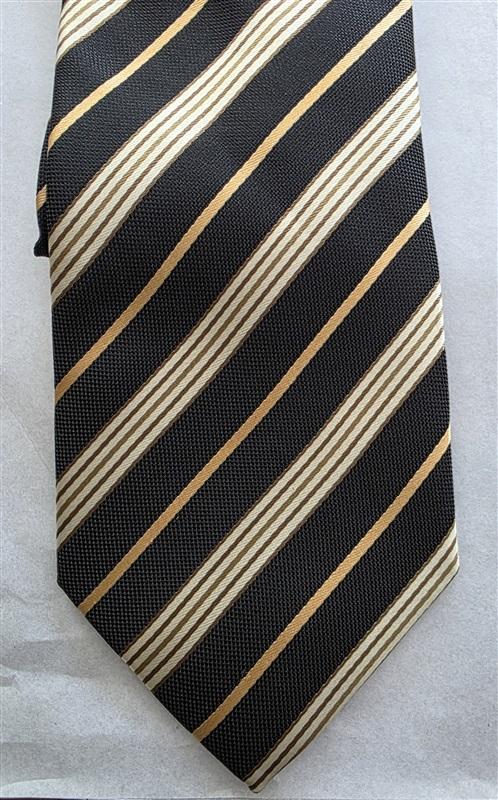 NWOT Saddlebred Black Gold Stripe Men's Neck Tie 125802