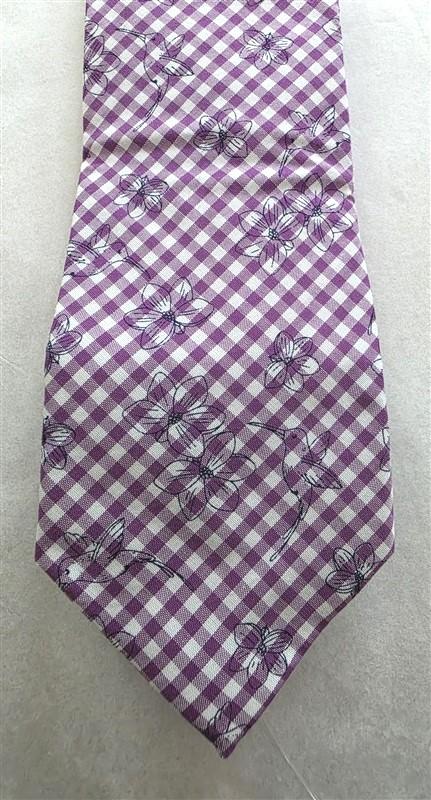 NWT BarIII Beaufort Bird Purple Gingham Men's Neck Tie 125804