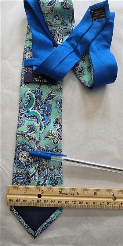 NWOT Stafford Blue Aqua White 100% Silk Men's Classic Formal Neck Tie 125808