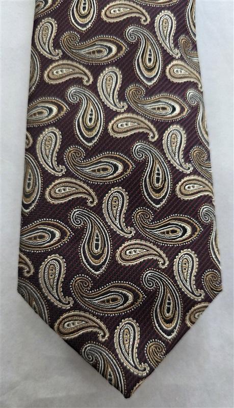 NWOT Saddlebred Brown Gold Paisley Men's Neck Tie 125810