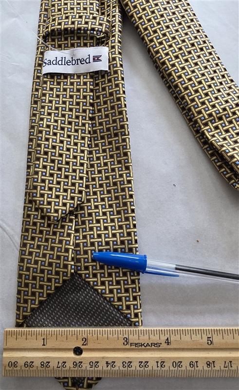 NWOT Saddlebred Brown Gold Blue Geometric Men's Neck Tie 125810