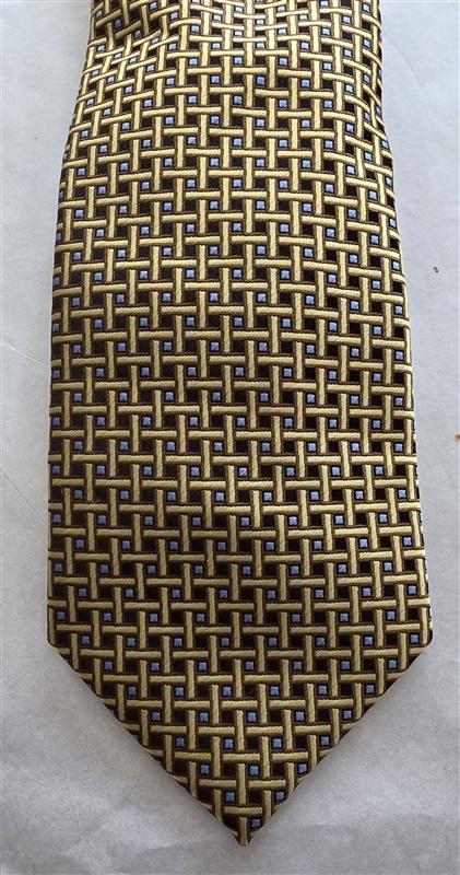 NWOT Saddlebred Brown Gold Blue Geometric Men's Neck Tie 125810