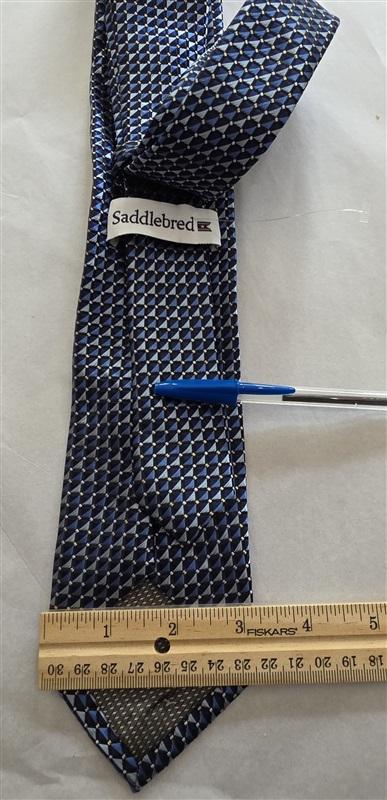 NWOT Saddlebred Blue White Geometric Men's Neck Tie 125816