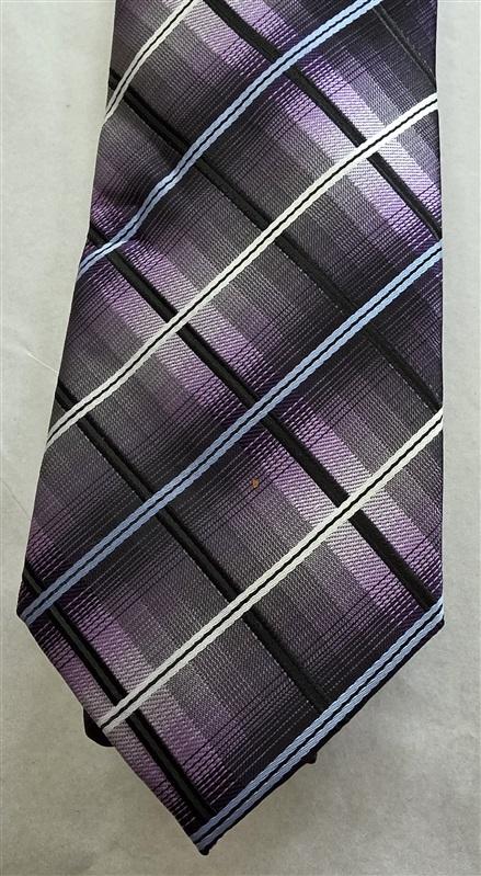 NWOT Saddlebred Purple Black White Blue Plaid Men's Neck Tie 125820