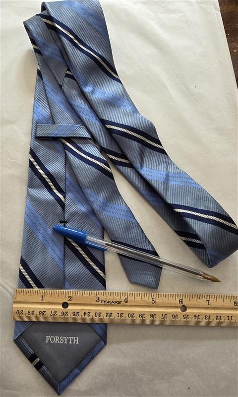 NWT John Forsythe Blue Stripe 100% Silk Men's Neck Tie 125822