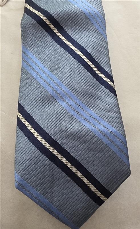 NWT John Forsythe Blue Stripe 100% Silk Men's Neck Tie 125822
