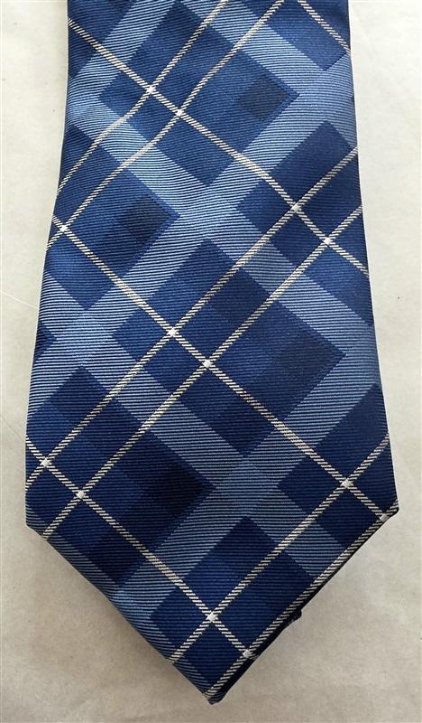 NWT Holiday Traditions Hallmark White Blue Plaid Men's Neck Tie 125827