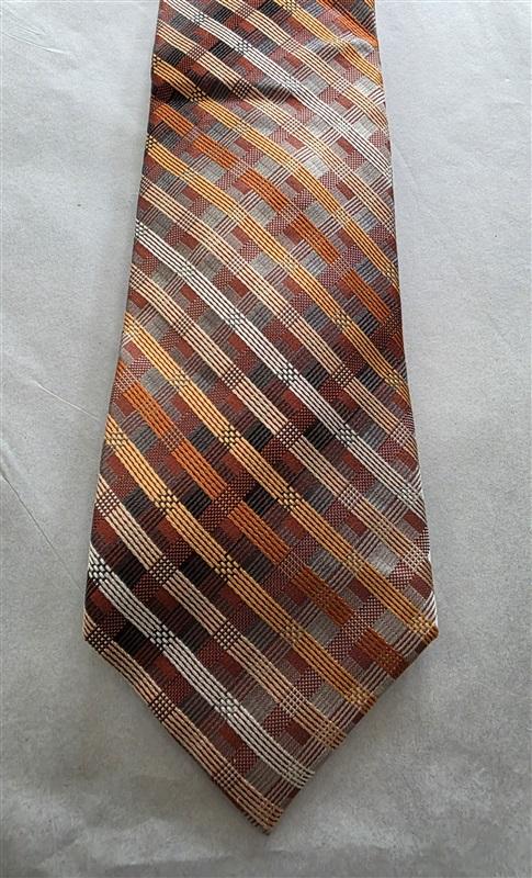 NWOT Van Heusen Orange Charcoal Stripe 100% Silk Men's Neck Tie 125831