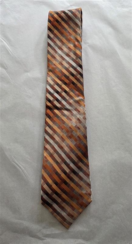 NWOT Van Heusen Orange Charcoal Stripe 100% Silk Men's Neck Tie 125831