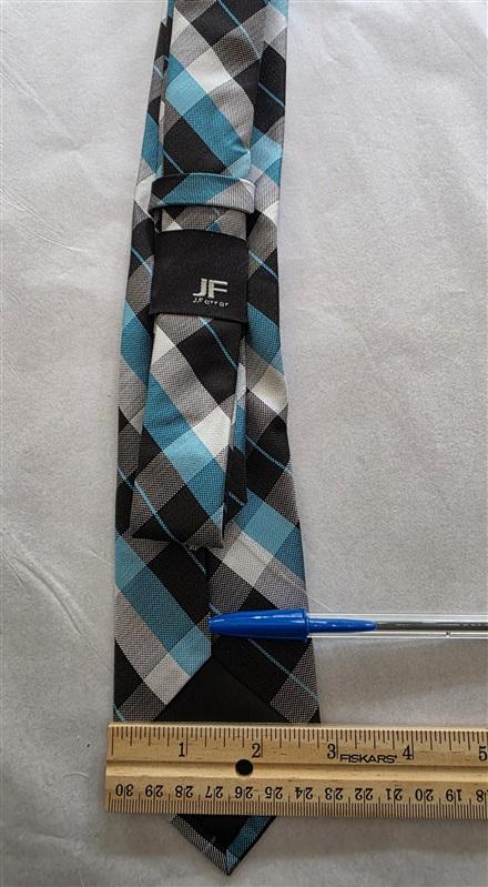 NWOT JF J.Ferrar Teal Black Gray Plaid Men's Classic Formal Neck Tie 125833