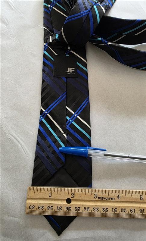 NWOT JF J.Ferrar Teal Black White Stripe Men's Classic Formal Neck Tie 125835