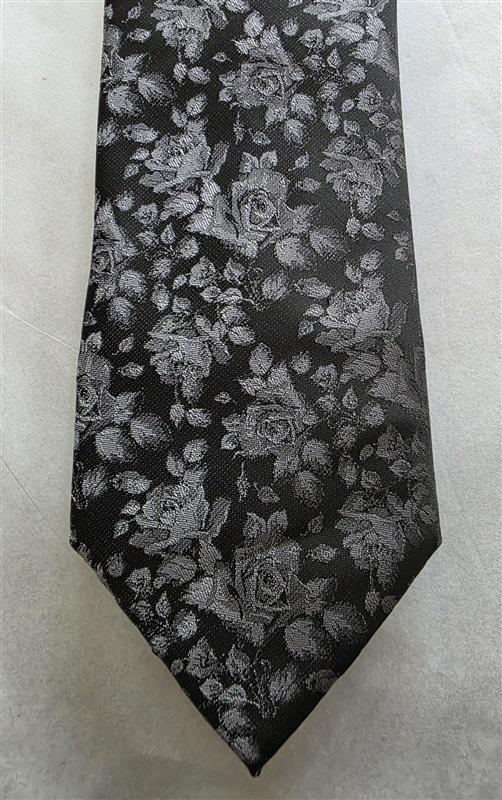 NWT Stafford 365 Black Charcoal Floral Men's Classic Formal Neck Tie 125843