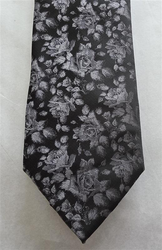 NWT Stafford 365 Black Charcoal Floral Men's Classic Formal Neck Tie 125843
