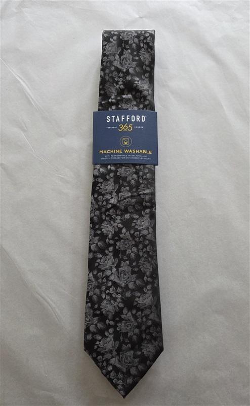 NWT Stafford 365 Black Charcoal Floral Men's Classic Formal Neck Tie 125843