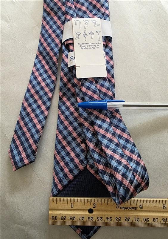 NWOT Saddlebred Blue Pink Plaid Men's Neck Tie 125848