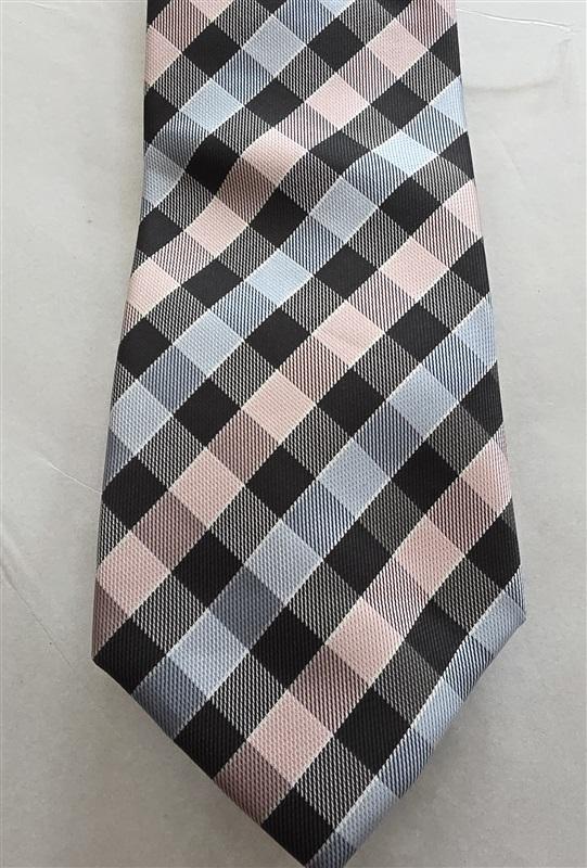 NWOT Colors Alexander Julian Blue Pink Black Plaid Classic Neck Tie 125849