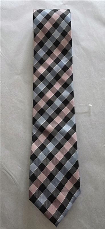 NWOT Colors Alexander Julian Blue Pink Black Plaid Classic Neck Tie 125849