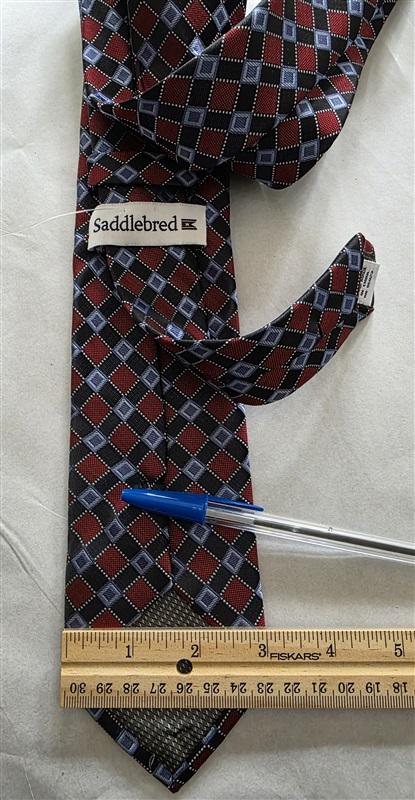 NWOT Saddlebred Blue Black Aqua Squares Men's Neck Tie 125832