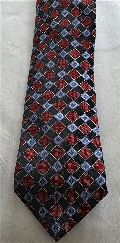 NWOT Saddlebred Blue Black Aqua Squares Men's Neck Tie 125832