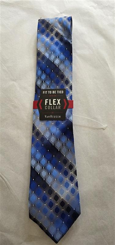 NWT Van Heusen Flex Collar Blue 100% Silk Men's Neck Tie 125852