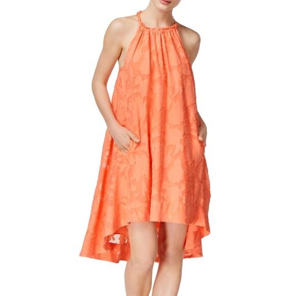 NWOT Rachel Roy Halter XXL Orange Leaf Summer Shift Dress 125857