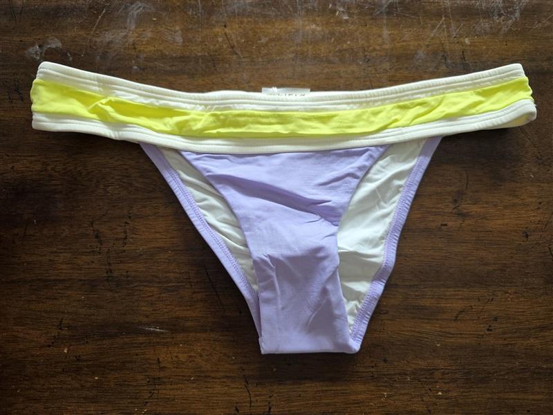 NWOT Pilyq Lavender Colorblock S Banded Cheeky Bikini Swim Bottoms 125860
