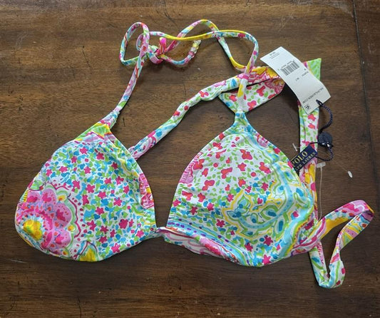 NWT Ralph Lauren M Floral Mandela String Bikini Swim Top 125864