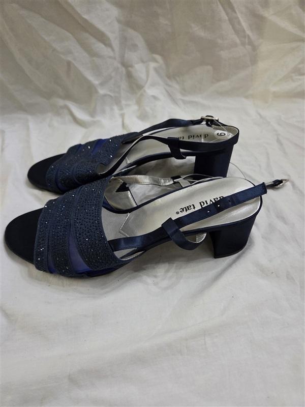 NWOT David Tate 9W Blue Sparkle Rhinestone Sandal Heels 125872