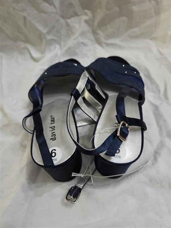 NWOT David Tate 9W Blue Sparkle Rhinestone Sandal Heels 125872