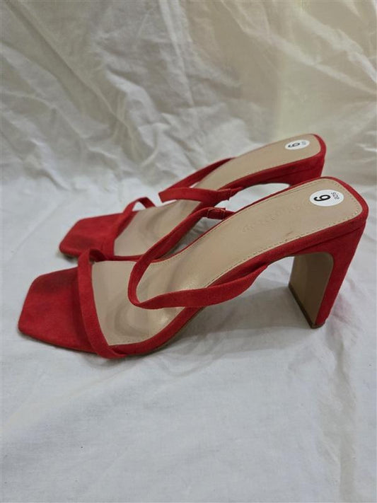 Pre Owned The Drop 9 Red Faux Suede Strappy Slip on Sandals 125873