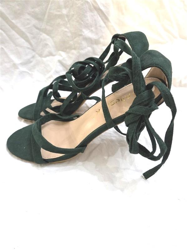 NWOT Allegra K 9 Green Faux Suede Sandals Strappy Heels 125876
