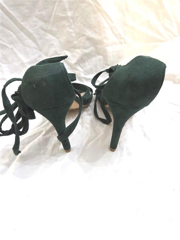 NWOT Allegra K 9 Green Faux Suede Sandals Strappy Heels 125876