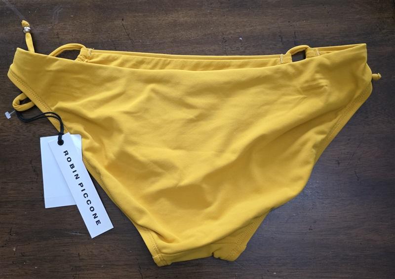 NWT Robin Piccone Luca L Side-Tie Yellow Mustard Full Bikini Swim Bottom 125887