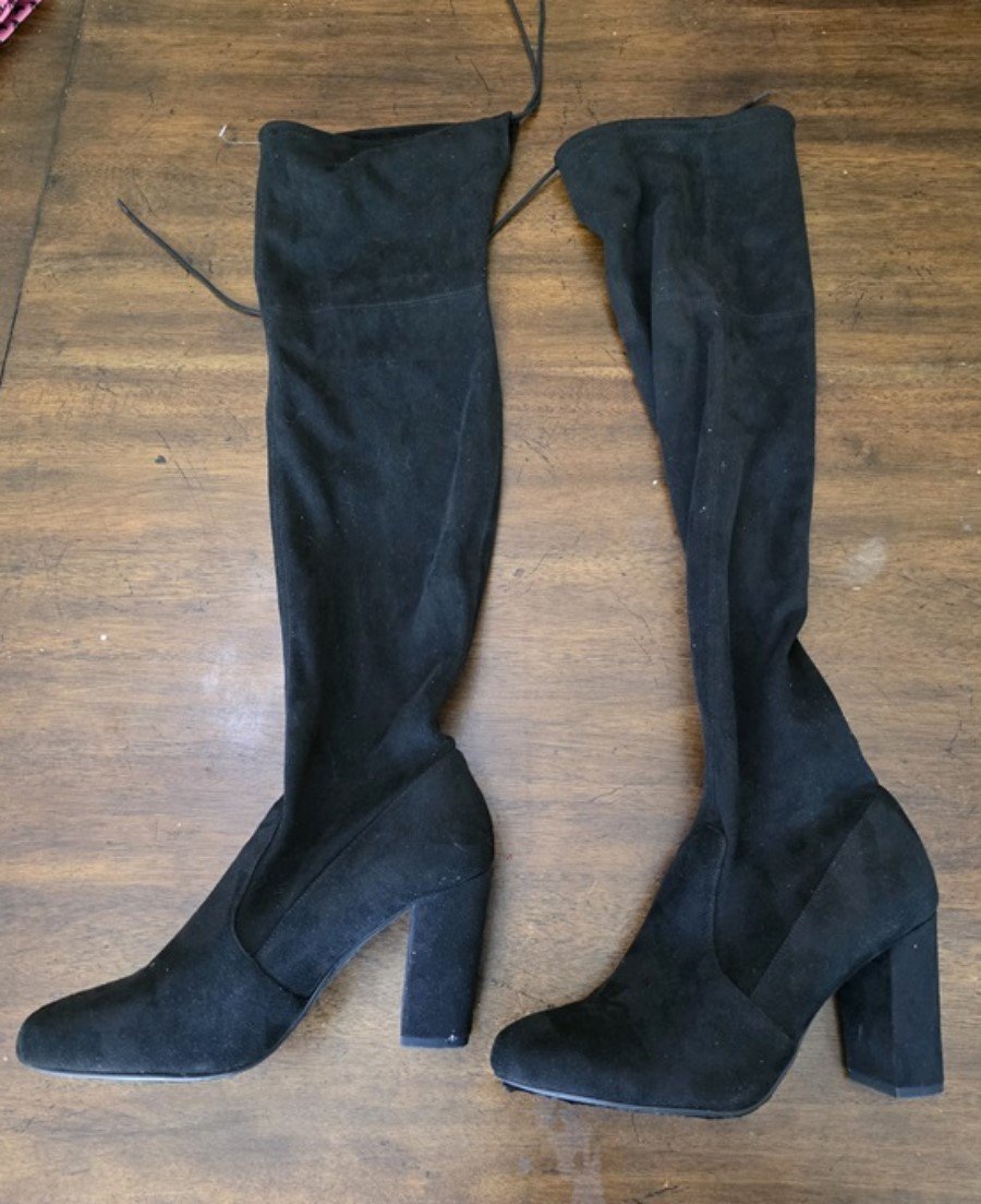 NWOT Diba True 8.5 Black Faux Suede Slouch Tie Knee high Boots 125895