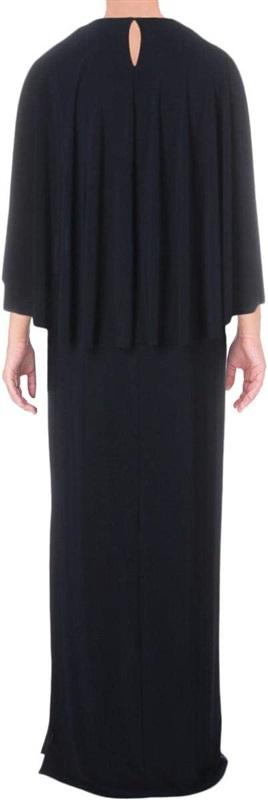 NWTD Ralph Lauren 14 Cape Jersey Gown Navy Blue V Neck Maxi Dress 125915