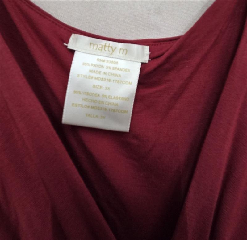 NWOT Matty M 3x V neck Ruby Red Maxi Dress 125921