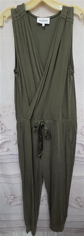 NWOT Heartloom M Rivky Surplice V Neck Knit Jumpsuit Olive Green 125928