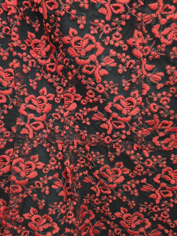 NWOT Nanette Lepore 6 Red Black Lace V neck Top 125929