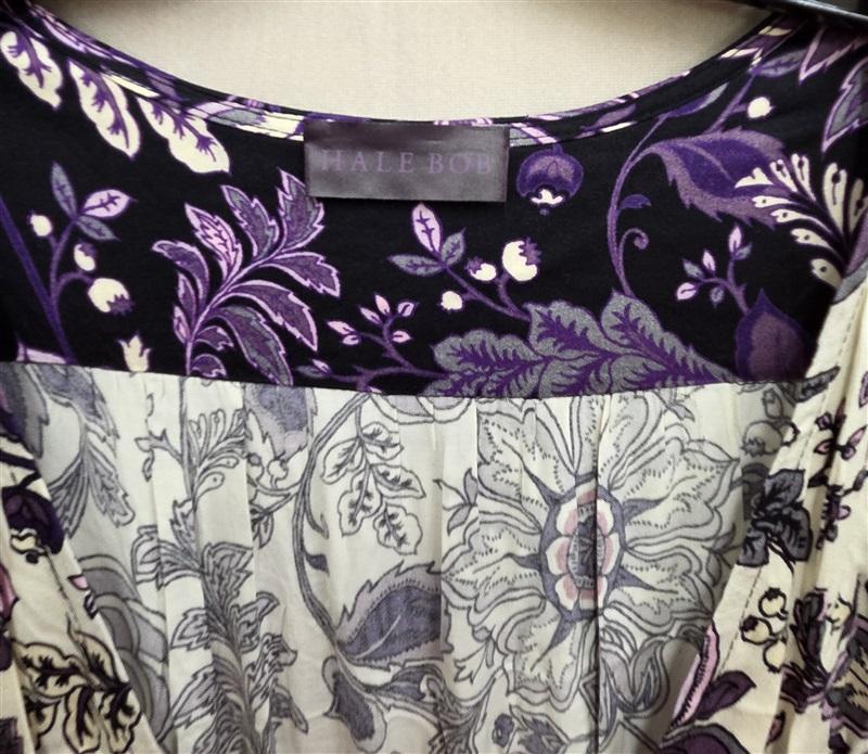 NWOT Hale Bob S Paisley Floral Dress Purple Ivory Pink V Neck 125930