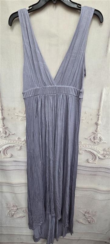 NWOTD Matty M S V neck Silver Gray Hi Lo Maxi Dress 125933