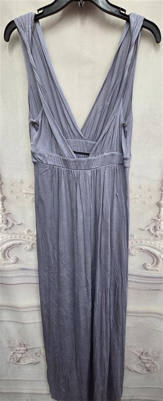 NWOTD Matty M S V neck Silver Gray Hi Lo Maxi Dress 125933