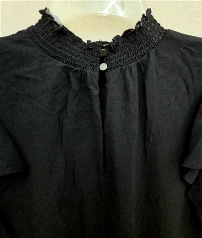 NWT 1 State M Mock Neck Flutter Mini Dress Black Ruffle 125971