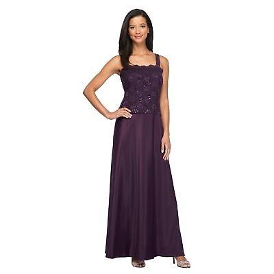 NWOT Alex Evenings 16 Lace & Satin Gown Eggplant Purple Evening Gown 125972